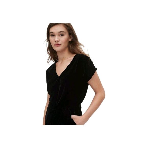Gap Black Velvet V-Neck JUMPSUIT Size 16 - Picture 2 of 9